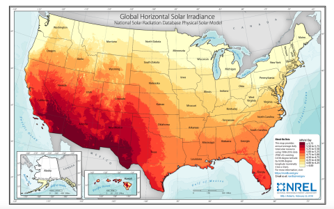 Solar irradiance NREL map