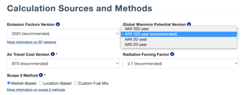 global warming calculations screenshot
