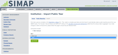 Screenshot for importing your SIMAP results